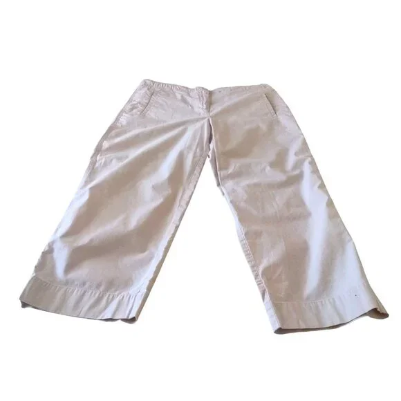 Vintage Talbots Women's Khaki Cropped Pants Size 12 Stretch 95% Cotton/4% Lycra - Picture 1 of 11